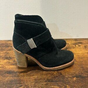 UGG BRIENNE SUEDE BLACK BUCKLE BOOTIES SIZE 5.5 SUEDE